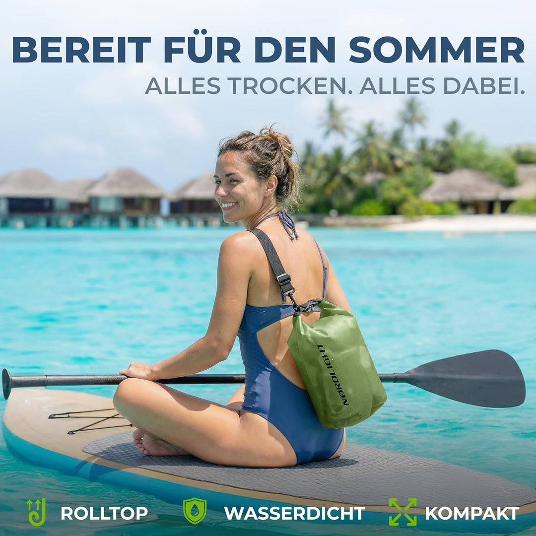 Nordlight Dry Bag wasserdichte Tasche - 2l 5l 10l 15l 20l 30l Liter | Wasserfester Packsack Seesack