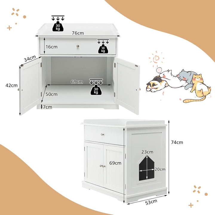 GYMAX Katzenklo Schrank, Katzenschrank für Katzentoilette, Katzenhaus versteckt mit Seiteneingang, S