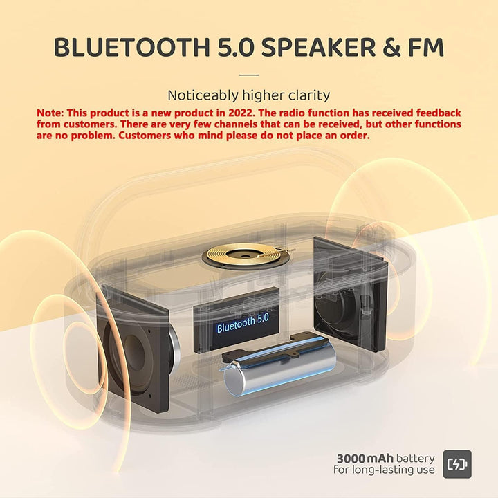 COLSUR Radiowecker Digital mit Wireless Charger, Bluetooth Lautsprecher mit USB-Ladegerät, Smart Wec