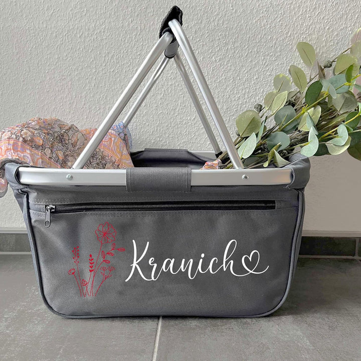 Einkaufskorb personalisiert I Blume Name Herzschrift I faltbar Geschenk Geburtstag Weihnachten Fraue