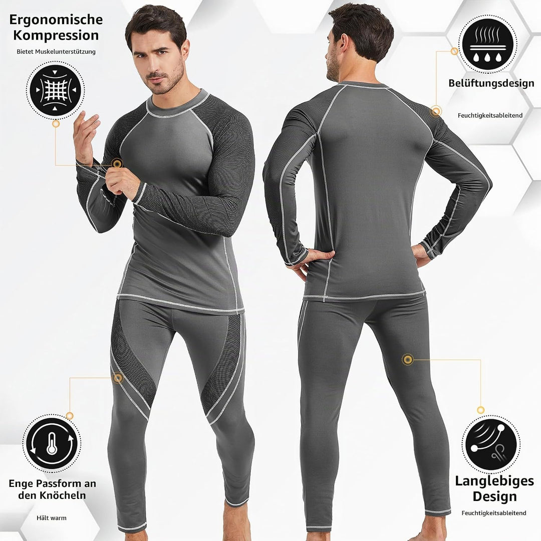 UNIQUEBELLA Thermo Unterwäsche Set, Funktionswäsche Herren Skiunterwäsche Winter Suit Ski Thermo-Unt