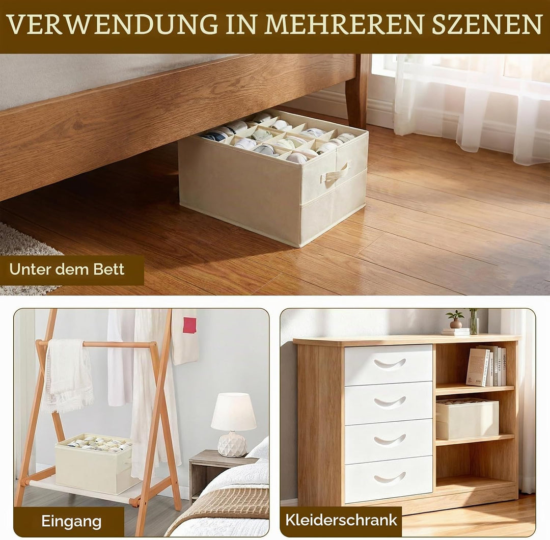 Romon Schuhorganizer, Beige, Passt 12 Paar Schuhe, Schuhbox mit Durchsichtigem Deckel und Henkeln, V