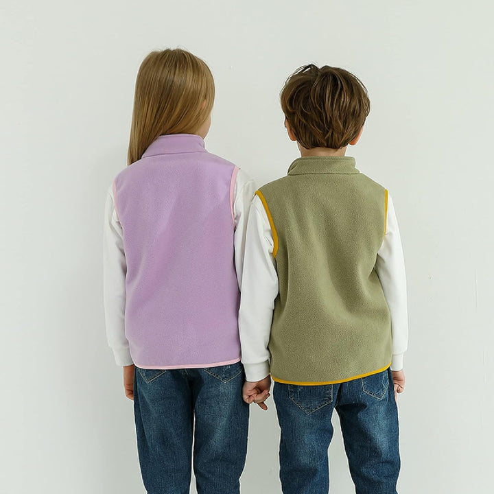 ANIMQUE Kinder Jungen Mädchen Fleeceweste Stehkragen Reissverschluss Doppellagiges Polar Fleece West