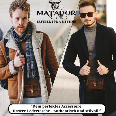 MATADOR (3 in 1 TASCHE „KAIRO“ – hochwertige Handy Bauchtasche Leder Herren – Umhängetasche Damen mi