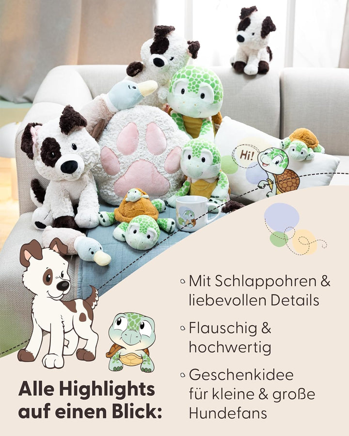 NICI Kuscheltier Hund 20cm - weiss - 62137 | Stofftier aus weichem Plüsch, niedliches Plüschtier zum