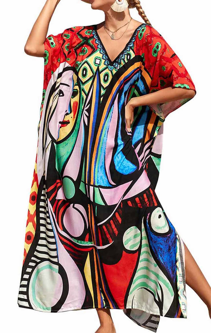 AMEOOR Damen Sommerkleid Strandkleid Kaftan Kleid Lange Bikini Cover Up Sommer Badeanzug Boho Strand
