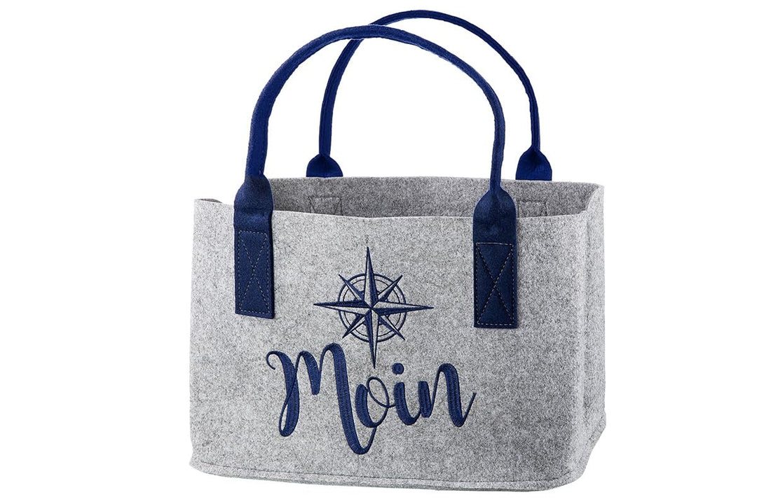 GILDE Filz Tasche Einkaufstasche Filztasche Moin mit Windrose hellgrau, 40x25x26cm