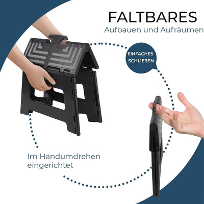 BUDDLEY Tritthocker klappbar – 23 cm hoher Tritt mit Anti-Rutsch-Design - Tragfähigkeit bis 99 kg -