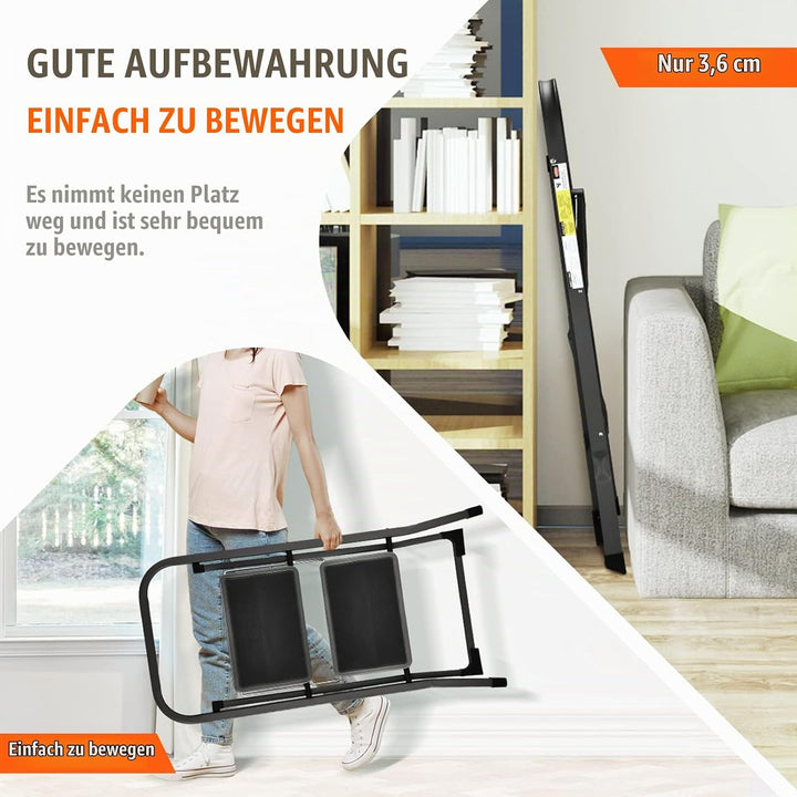 HBTower 2-Stufen-Leiter, Tritthocker mit Anti-Rutsch-Pedal, Tragbare Robuste Trittleiter mit Handläu