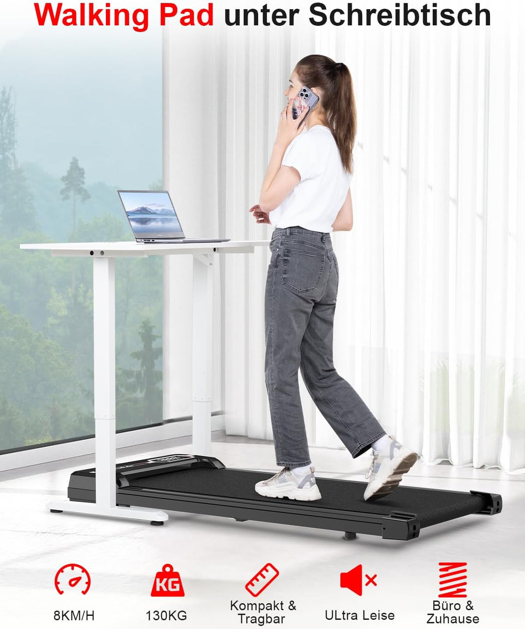 Dskeuzeew Walking Pad Laufpad - Laufband für Zuhause Gehband Walkpad Lauf Laufbänder Schwarz, Schwar