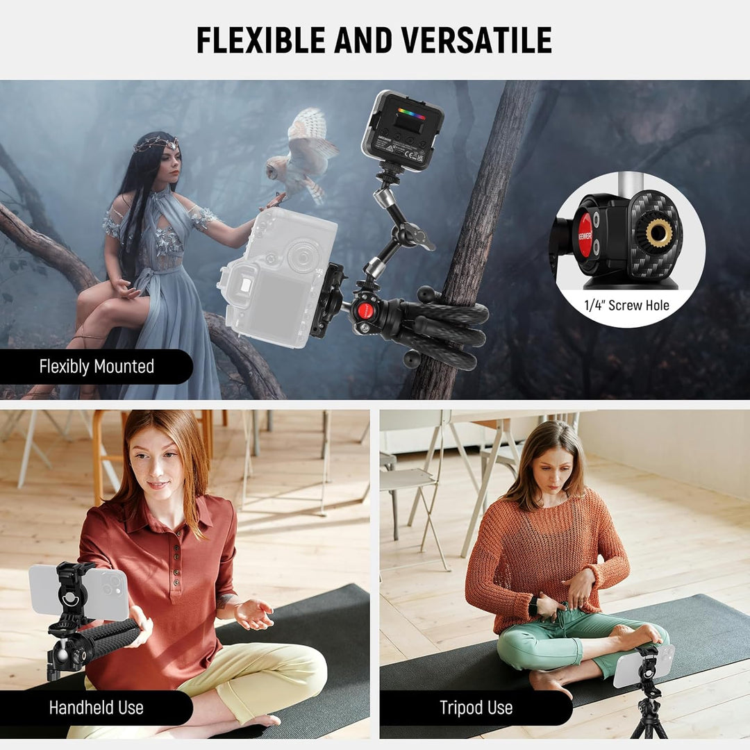 NEEWER Stativ Flexibel Fernbedienung Mini Kamera Handystativ mit Handy Halterung, Action Kamera Adap