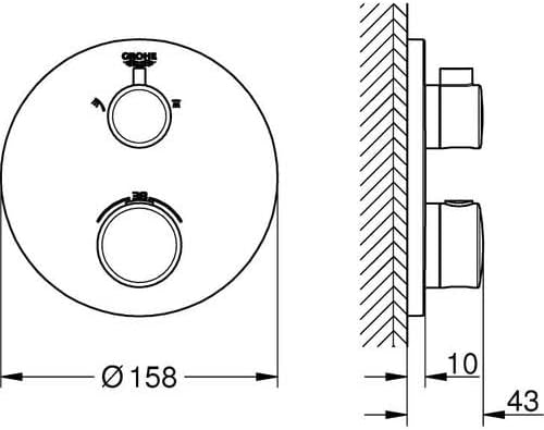 GROHE Grohtherm - Thermostat-Brausebatterie (mit integrierter 2-Wege-Umstellung, Sicherheitssperre b
