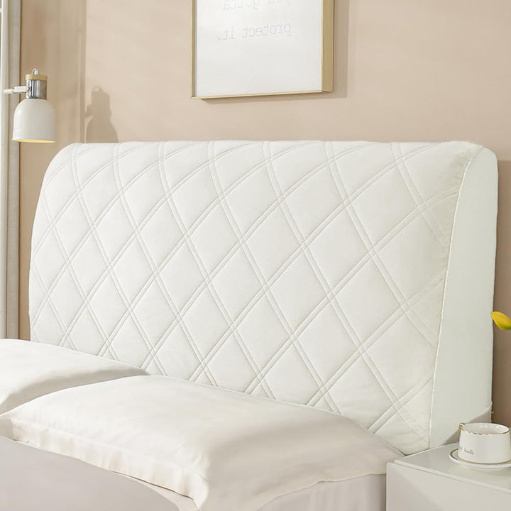 Wambere Bettkopfteil Hussen - Bett Kopfteil Bezug, Staubdichte Stretch Abdeckung, Off White B, 150cm