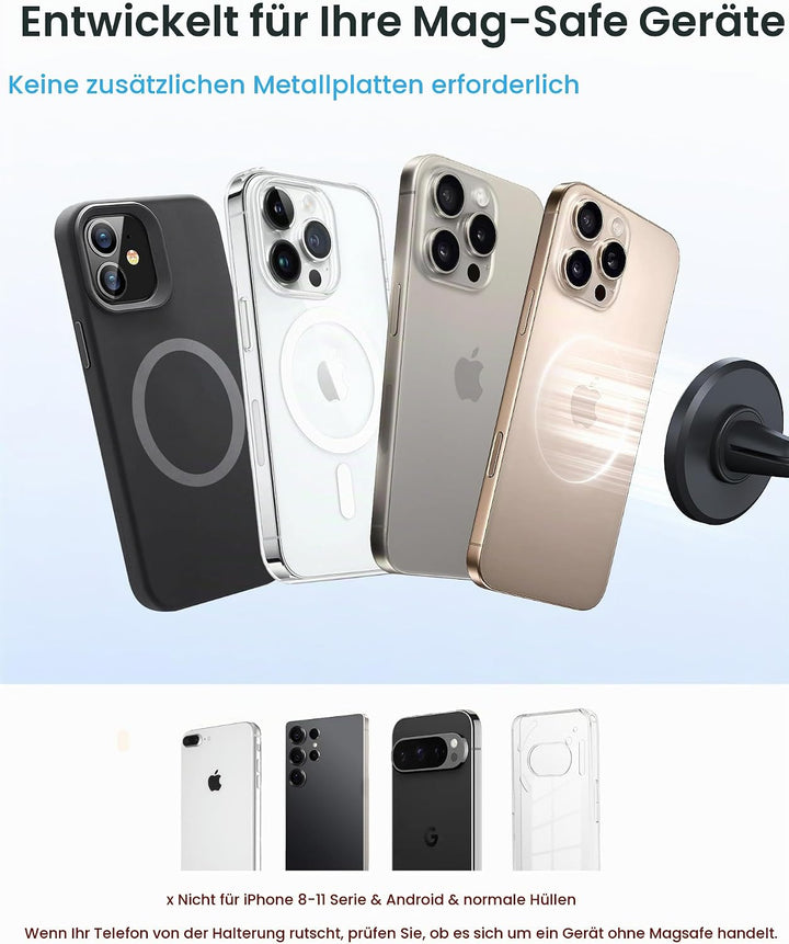 YOSH für MagSafe Autohalterung, [1-Sekunden-Installation &amp; vollständiger Gummischutz], Ultra-Stabile