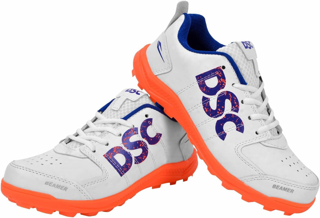 DSC Beamer Cricket Shoes | for Boys and Men | Light Weight | Durable Fluro Orange White 36 EU, Fluro