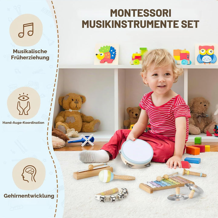 Musikinstrumente Kinder ab 3 Jahre, Montessori Musikalische Spielzeuge für Babies mit Xylophon Kinde