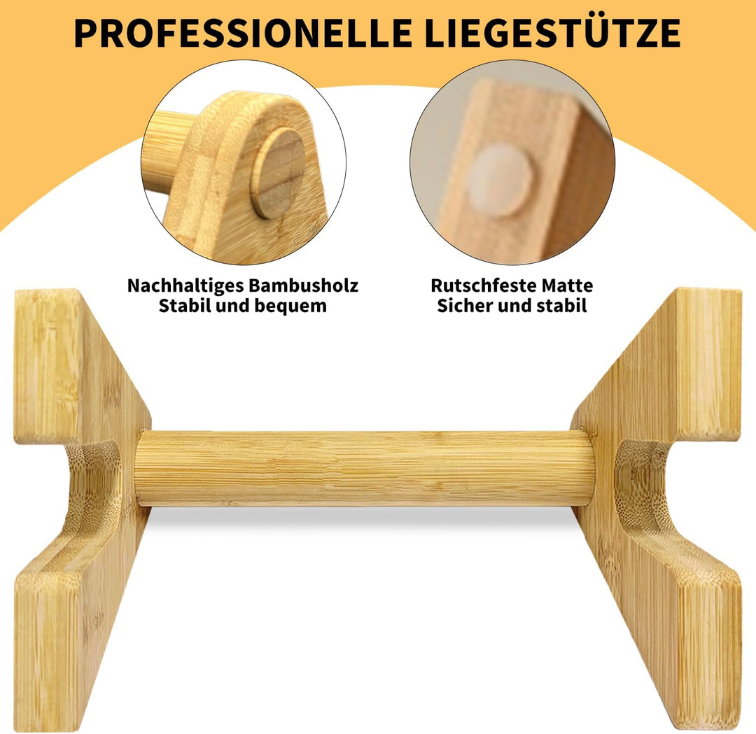Liegestützgriffe aus Holz, 2 x Gelenkschonende & Rutschfeste Paralletes, Ergonomische Push Up Bars f