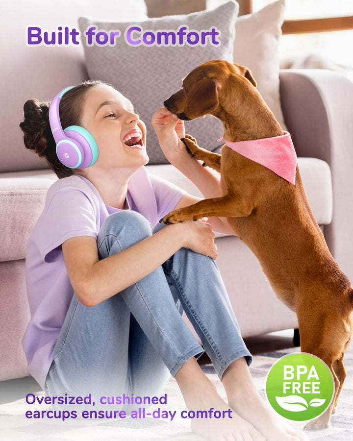 iClever Noise Cancelling Bluetooth Kopfhörer Kinder, 60 Spielzeit, Sichere Lautstärke 80 dBA, Typ-C-