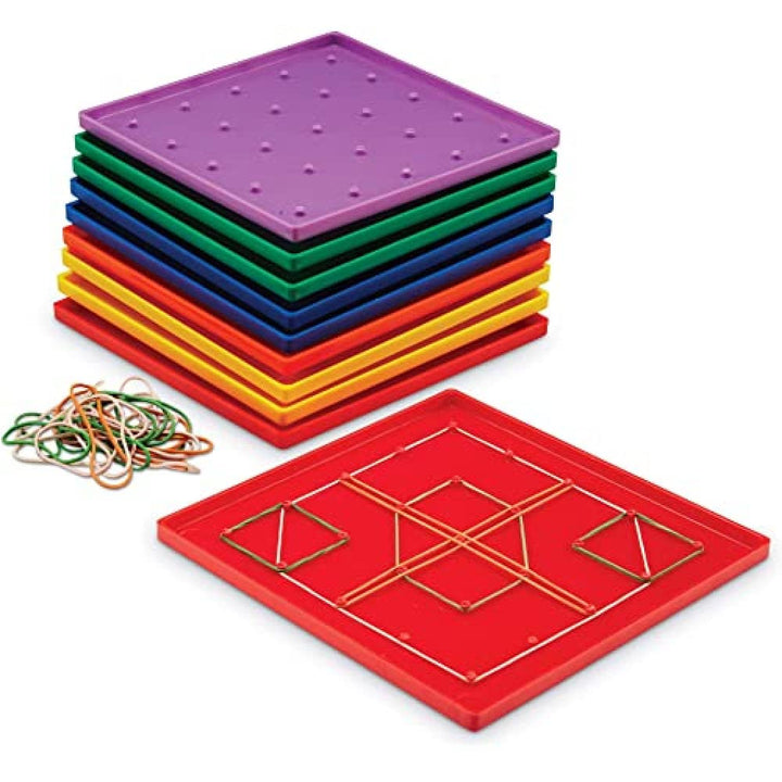 Learning Resources Geoboard Geometriebrett 5x5 Stifte Set mit 10 Stück ab 5 Jahren Mathematik Lernsp