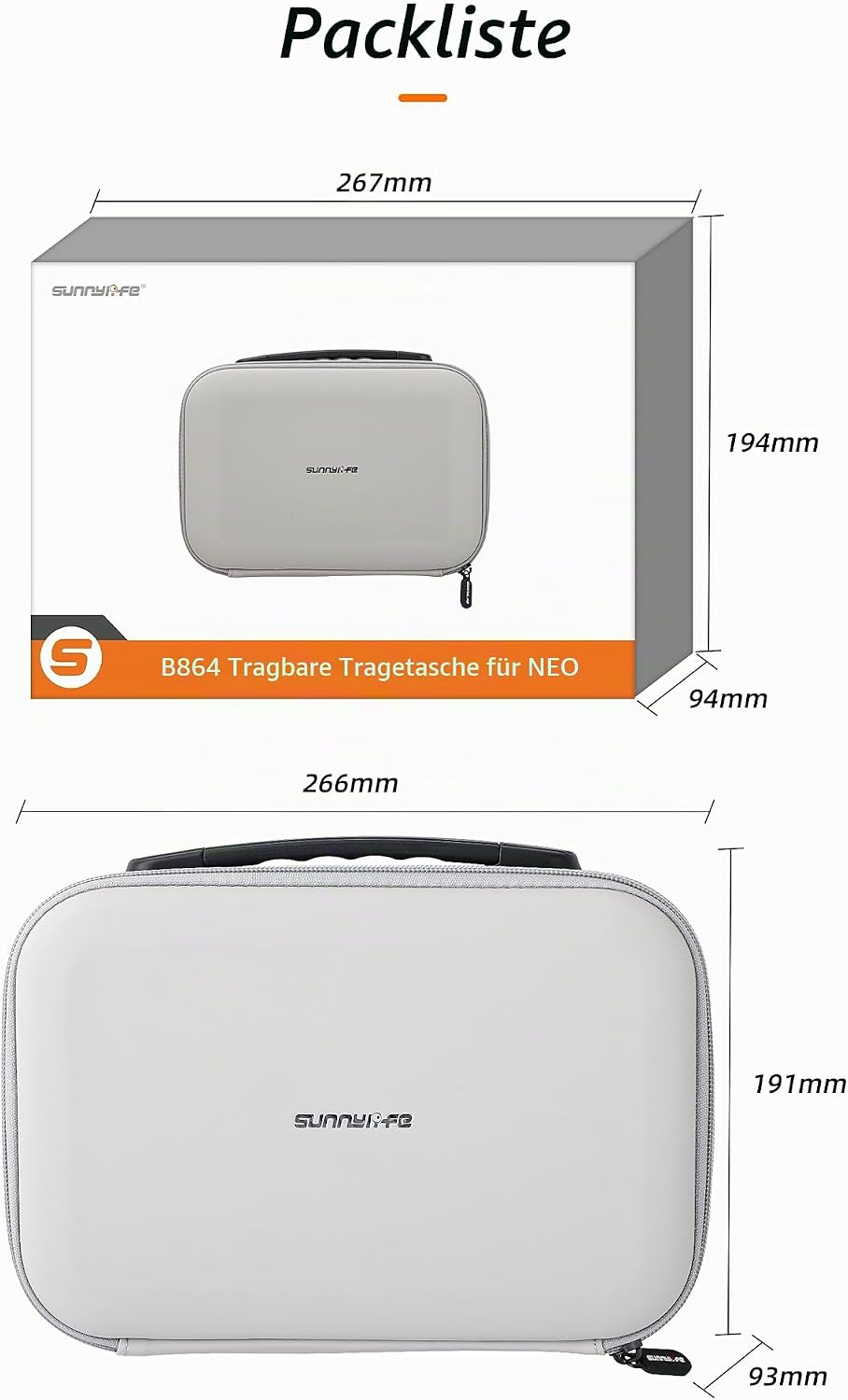 Tasche für DJI Neo Fly More Combo, kompakte Reisetasche Tragetasche für DJI Neo Drone Zubehör und RC