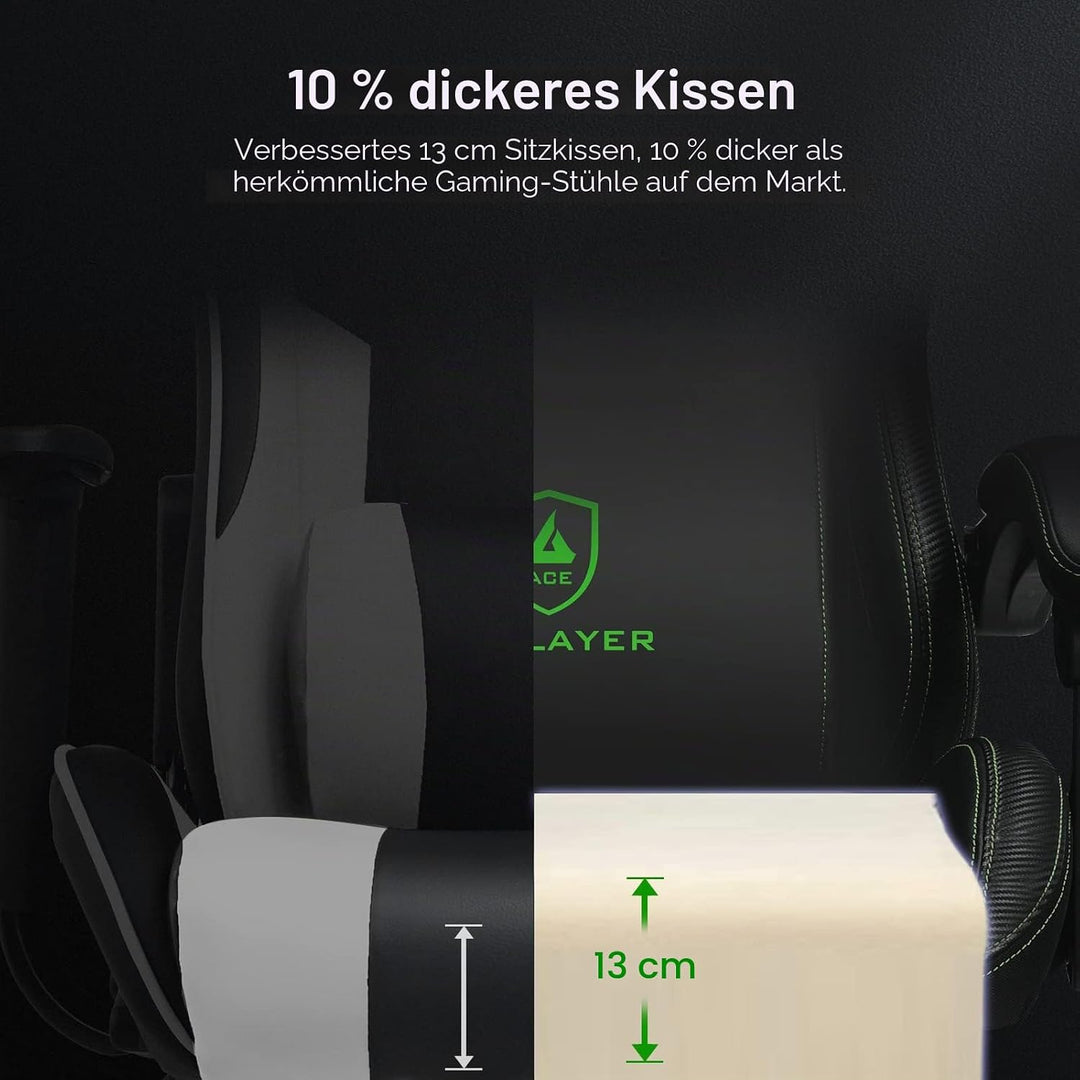 GTPLAYER Gaming Stuhl, Ergonomischer Gaming Sessel Schreibtischstuhl PC Gamer Racing Stuhl mit Fusss