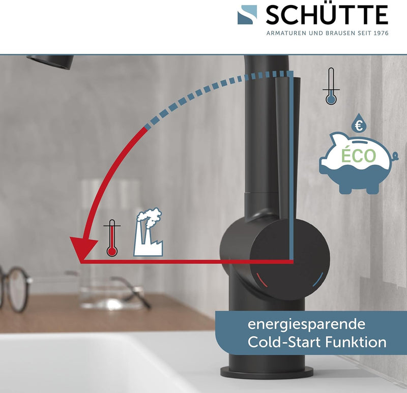 SCHÜTTE 79016 Waschtischarmatur CORNWALL mit hohem Auslauf, Wasserhahn für das Bad mit Pop-Up Exzent