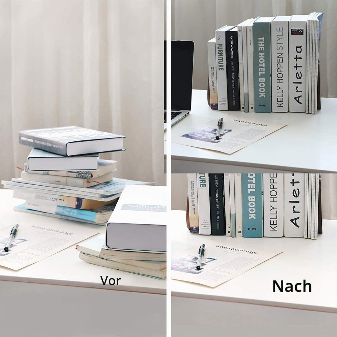 Muso Wood Buchstütze, Buchstützen aus Holz Buchhalter für Regale Dekorative Bücherstützen Buchhalter