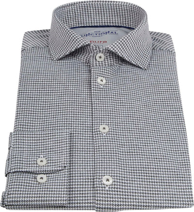 Pure Slim Fit Functional Hemd Langarm Haifischkragen Stretch Muster blau 39 Anthrazit, 39 Anthrazit