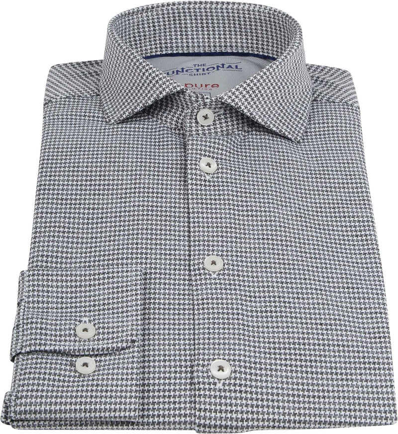 Pure Slim Fit Functional Hemd Langarm Haifischkragen Stretch Muster blau 39 Anthrazit, 39 Anthrazit