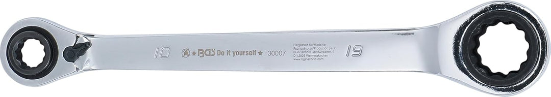 BGS Diy 30007 | Ratschen-Ringschlüssel | 4-in-1 | SW 10 x 13 - 17 x 19 mm