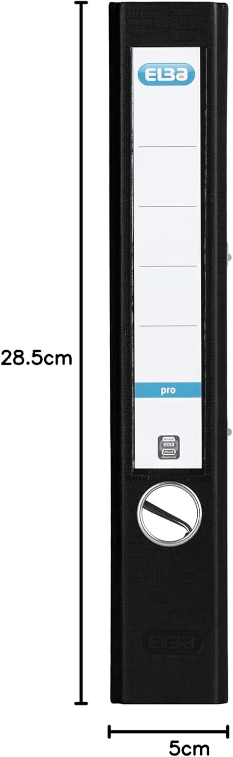 Elba Ordner A4, Smart Pro, 5 cm schmal, Kunststoff aussen, schwarz, 10 Stück, schwarz