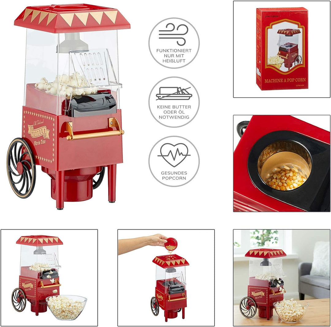 Retro Popcorn Maschine mit Heissluft fettreduziertes Popcorn Ölfrei Fettfrei Popcorn Automat