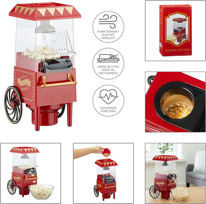 Retro Popcorn Maschine mit Heissluft fettreduziertes Popcorn Ölfrei Fettfrei Popcorn Automat