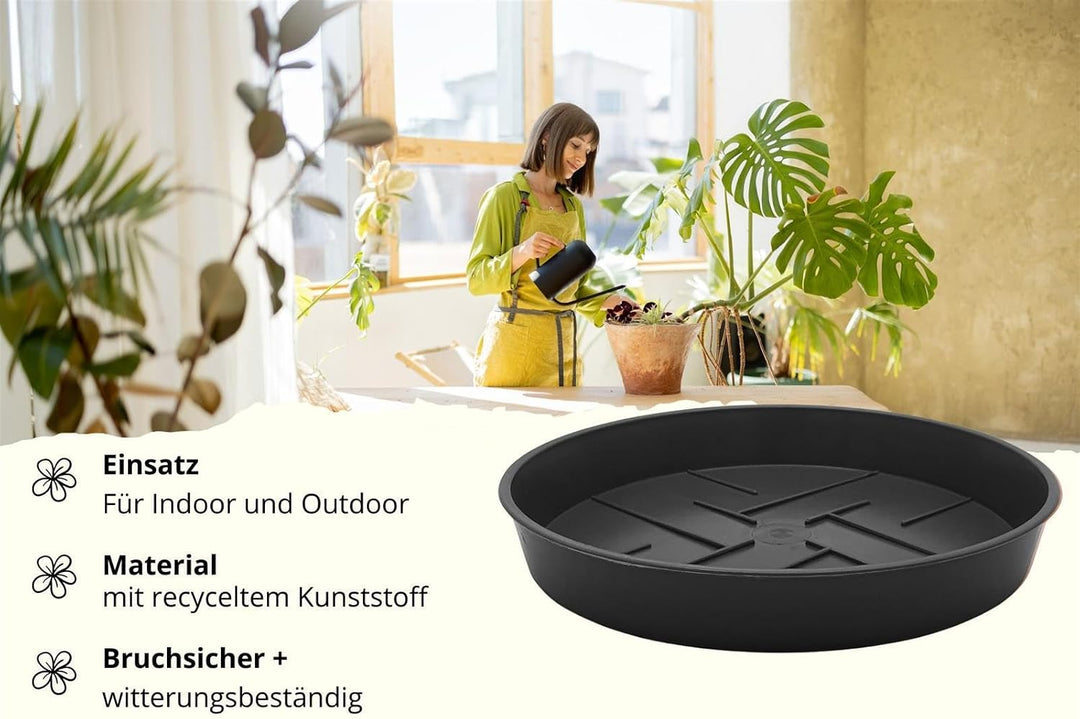 10er-Set Blumentopf-Untersetzer Rund aus Plastik 27 cm Durchmesser, Untertopf für Innen- und Aussenb