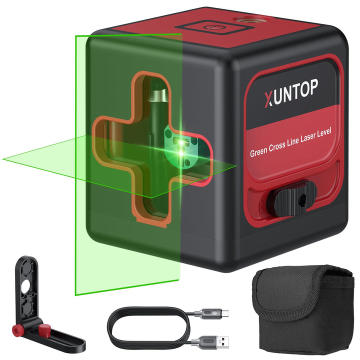 XUNTOP Laser-Wasserwaage Kreuzlinienlaser Selbstnivellierend Nivelliergerät Nivelliergerät IP54 mit