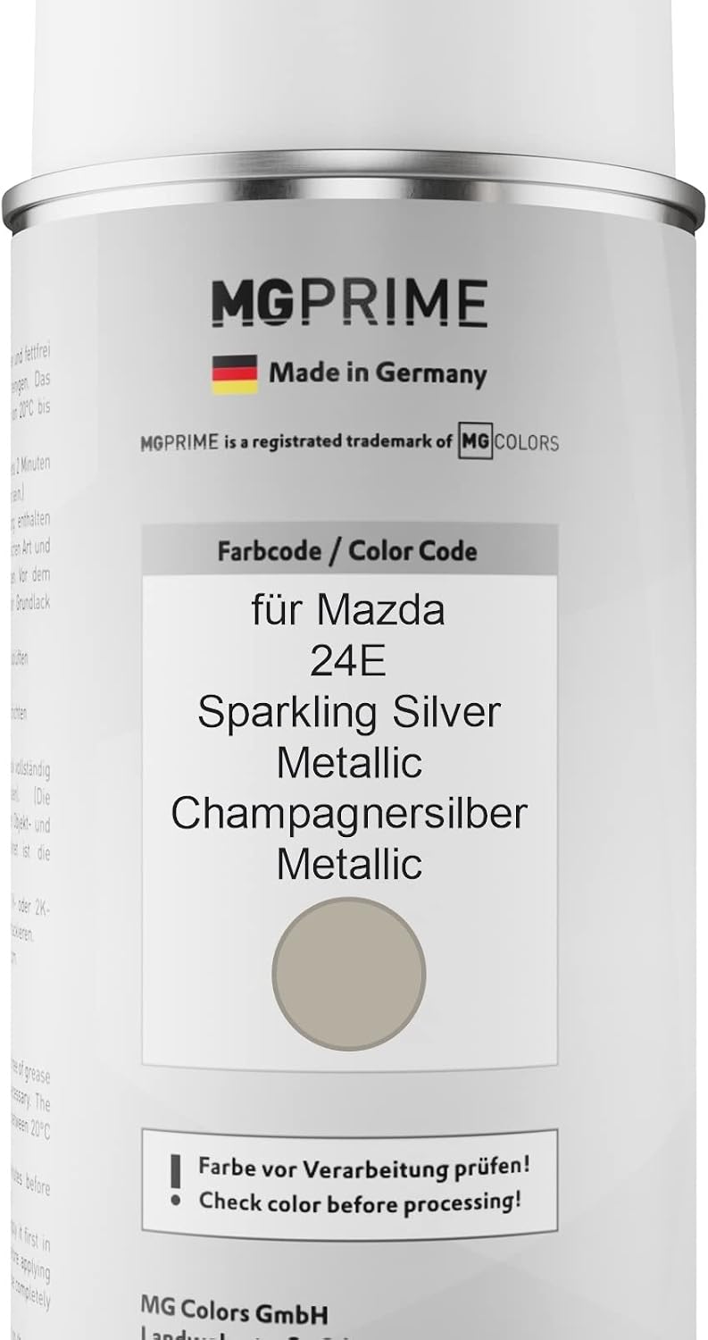 MG PRIME Autolack Sprühdosen Set für Mazda 24E Sparkling Silver Metallic/Champagnersilber Metallic B