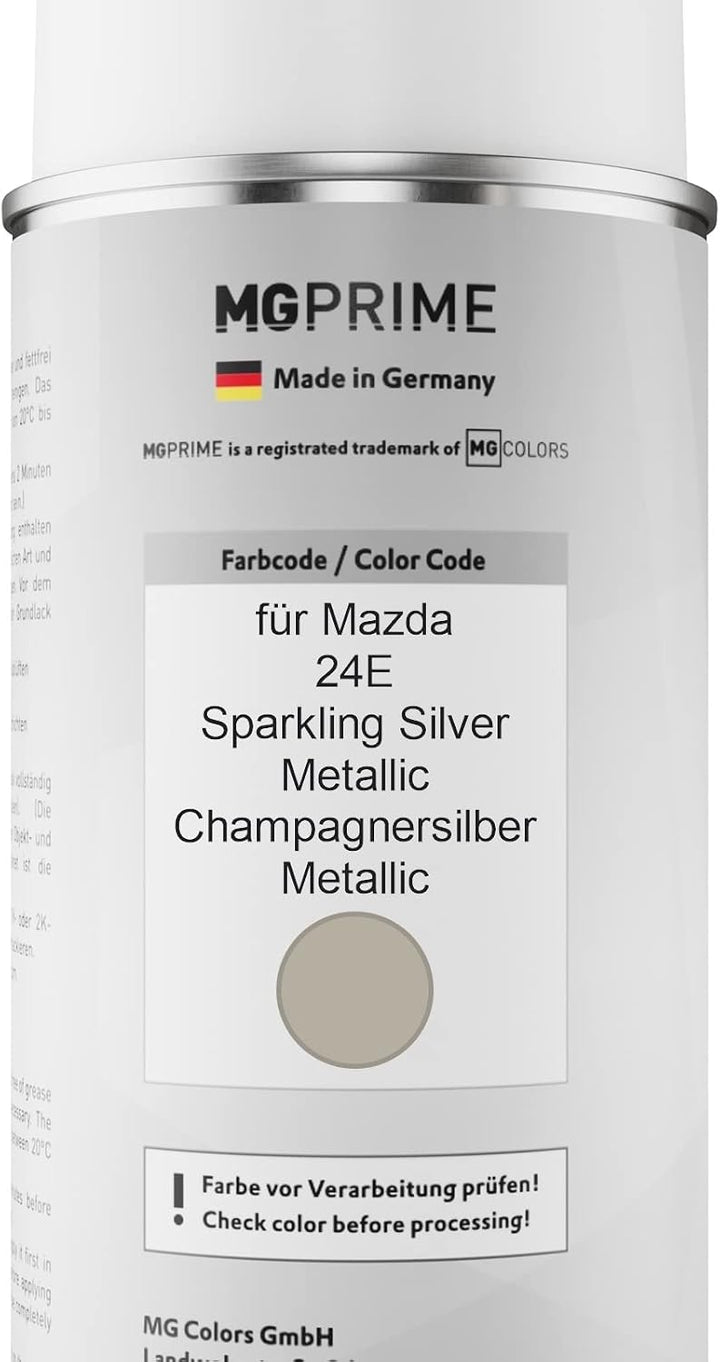 MG PRIME Autolack Sprühdosen Set für Mazda 24E Sparkling Silver Metallic/Champagnersilber Metallic B