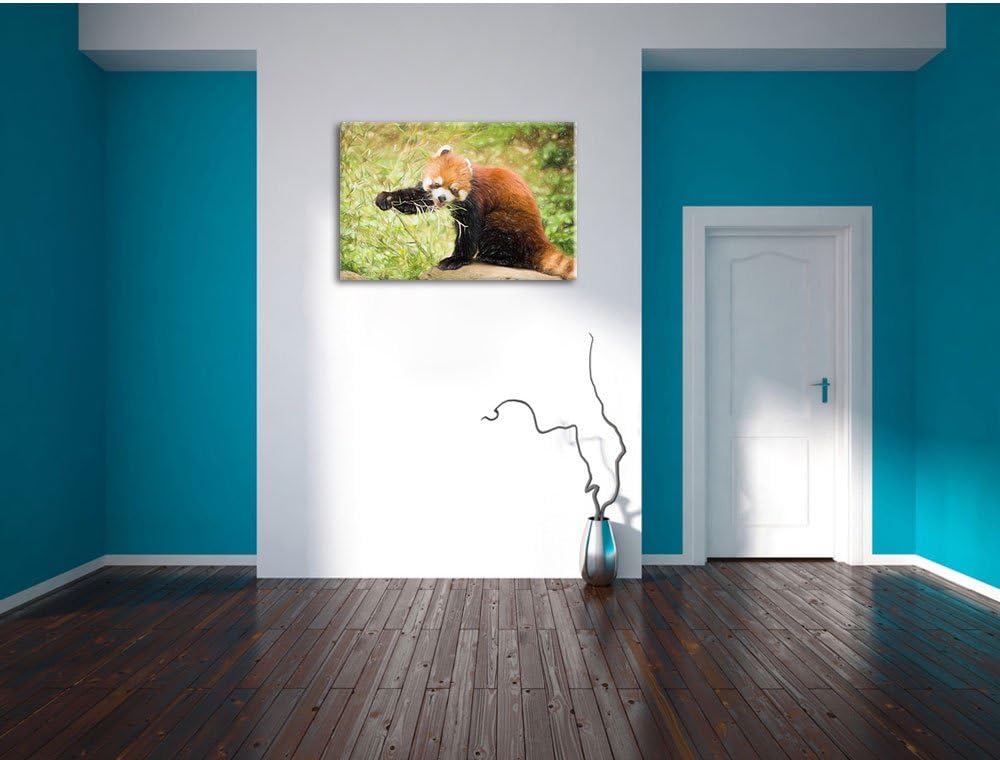 Pixxprint Niedlicher roter Panda als Leinwandbild/Grösse: 100x70 cm/Wandbild/Kunstdruck/fertig bespa
