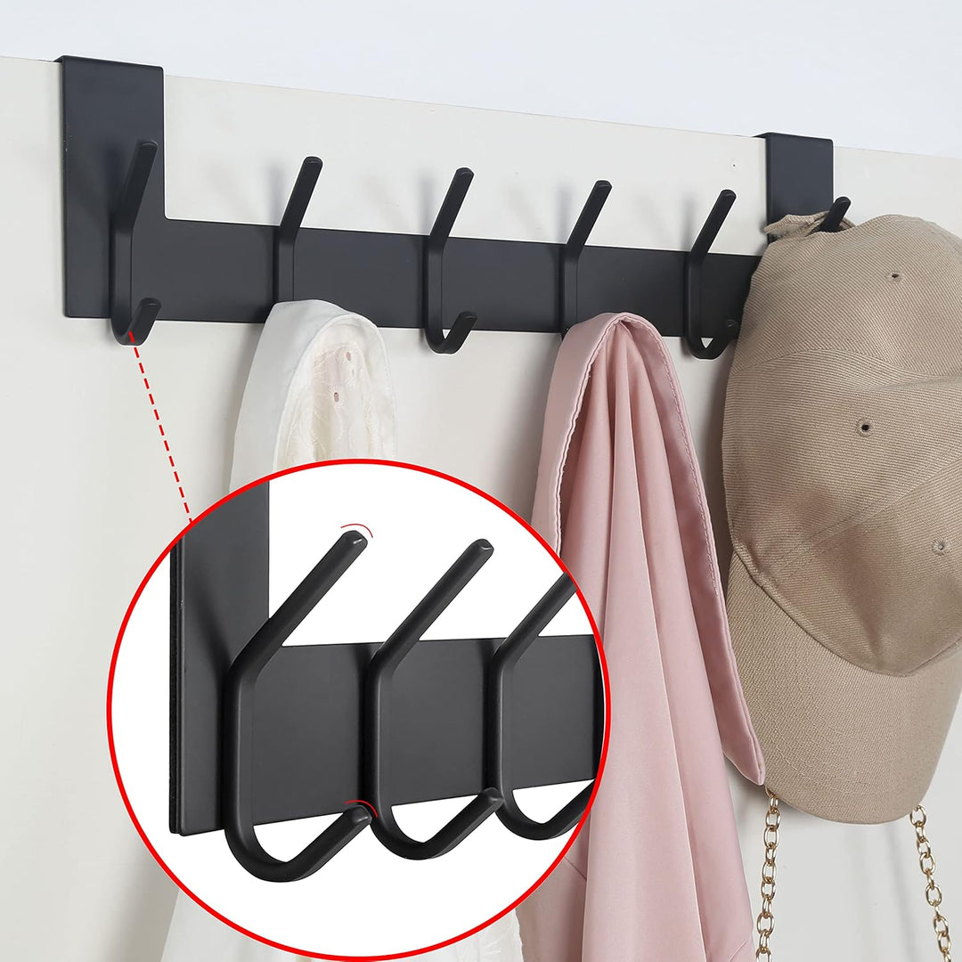 SKOLOO Türgarderobe mit 6 Haken, Türhaken Zum Einhängen Ohne Bohren,2 Stück Kleiderhaken Tür für Küc