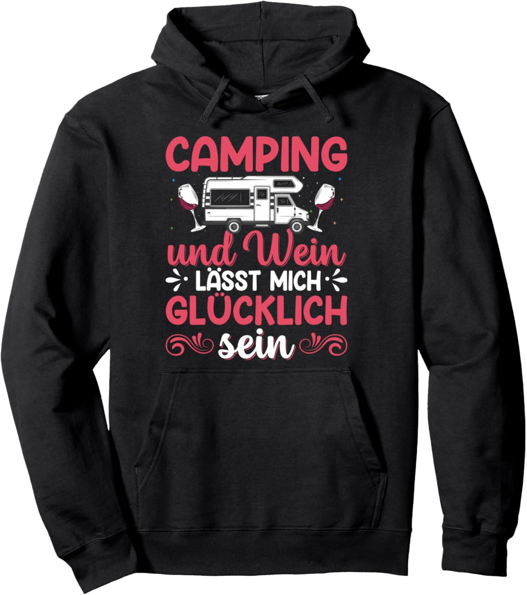Camping Und Wein Spruch Wohnwagen Camping Campingplatz Pullover Hoodie