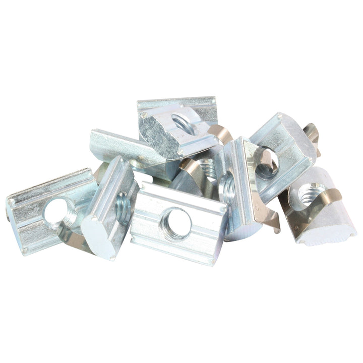 100x Nutenstein einschwenkbar mit Feder Nut 8 - Typ B - M8 mit Steg, Stahl