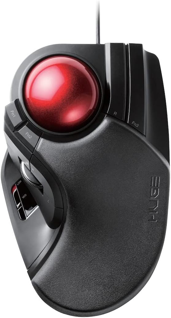 ELECOM Kabelgebundene Fingerbedienung, grosse Trackball-Maus, 8-Tasten-Funktion mit glatter Tracking