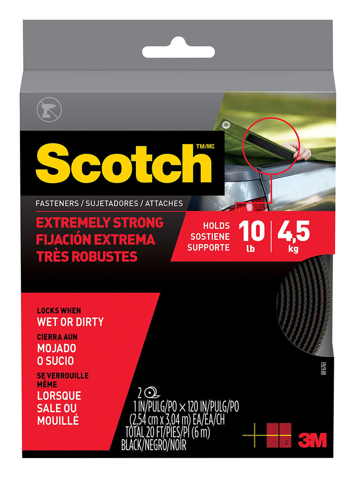 3M 799198554562 RF6761 Scotch Extreme Verbindungselemente, 25,4 x 2,5 cm, Schwarz, Polypropylen