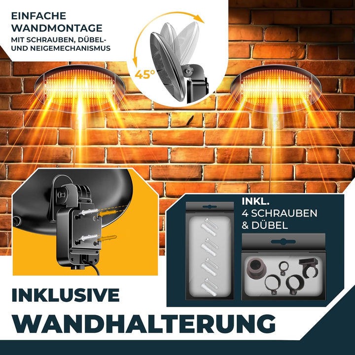 KESSER® Infrarot Heizstrahler 2000W Terrassenstrahler mit WIFI & Fernbedienung 360° drehbar, höhenve