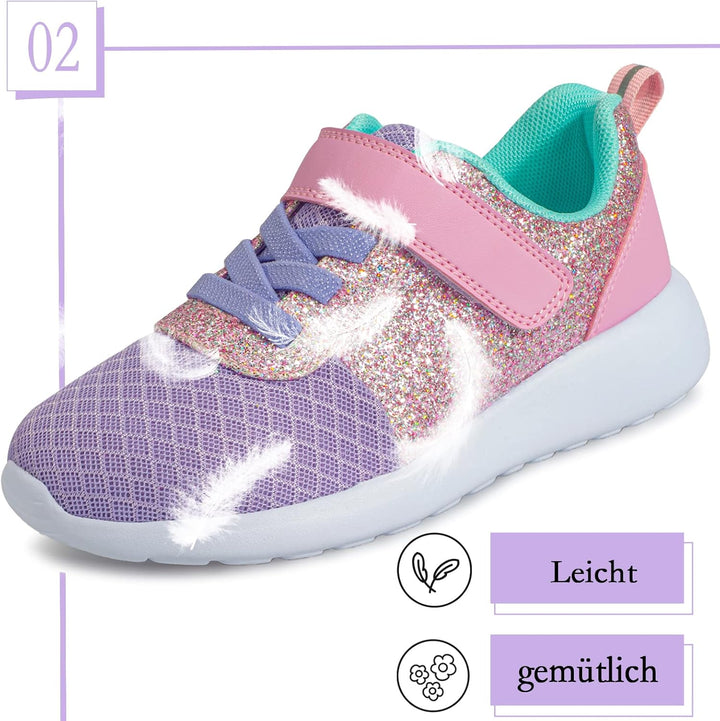 Mädchen Schuhe Kinder Turnschuhe Glitzer Sportschuhe Laufschuhe Hallenschuhe Sneakers Klettverschlus