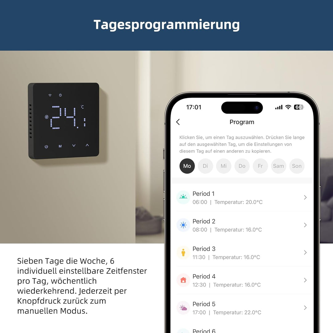 Beok Fussbodenheizung Thermostat Digital Für Elektrische Fussbodenheizung Smart WiFi Raumthermostat