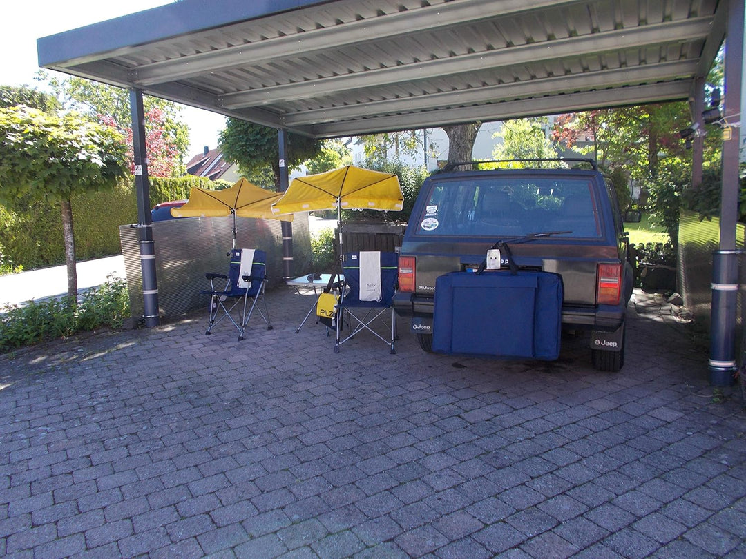 Mit 2 Stück Fächerschirm GELB - Camping Reise -Set Holly' S JUBILÄUMSET - 2 FALTSTÜHLE + 1 KLAPPTISC