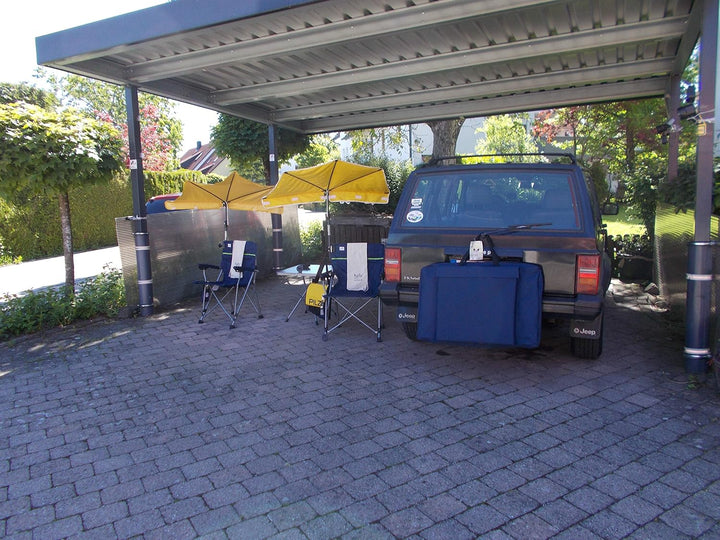 Mit 2 Stück Fächerschirm GELB - Camping Reise -Set Holly' S JUBILÄUMSET - 2 FALTSTÜHLE + 1 KLAPPTISC