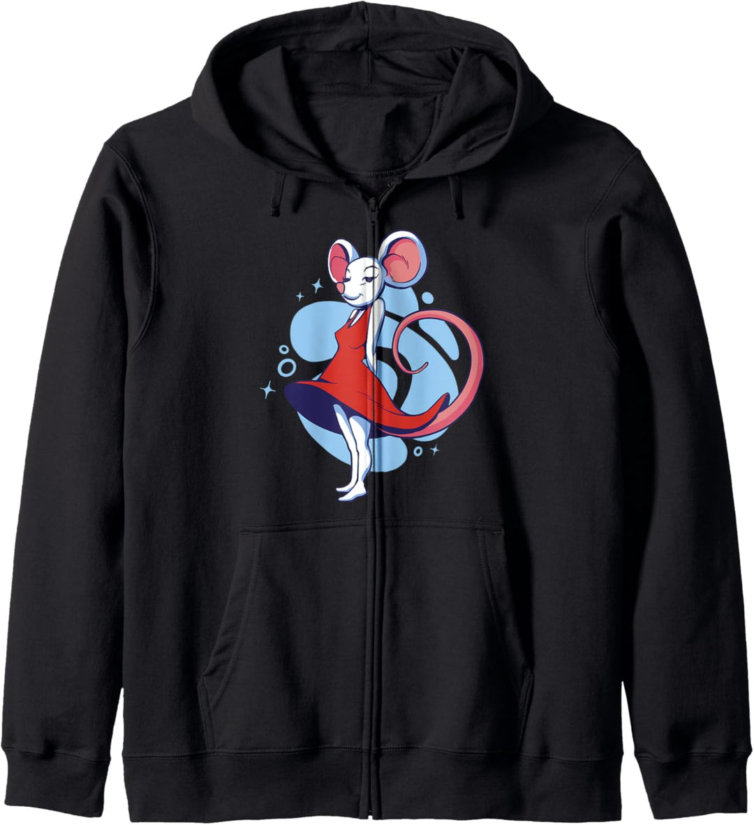 Cartoon-Maus im Kleid. Kapuzenjacke