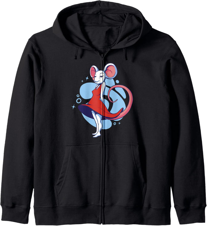 Cartoon-Maus im Kleid. Kapuzenjacke
